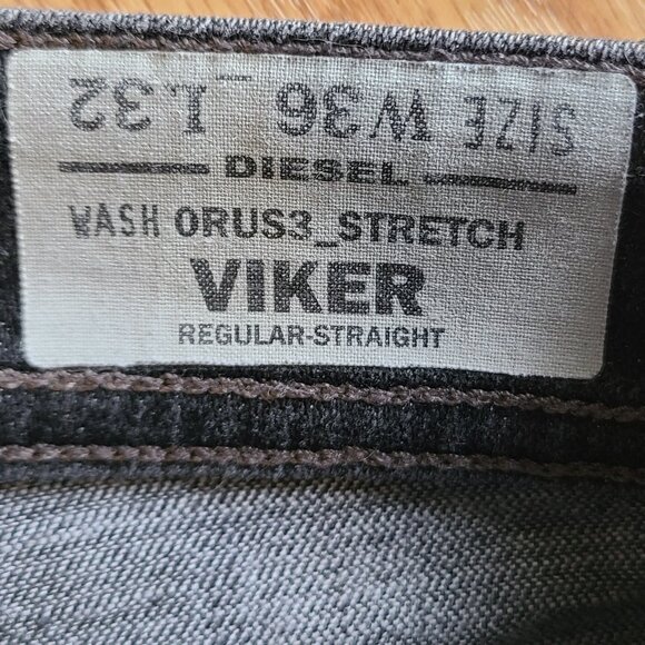 DIESEL INDUSTRY VIKER REGULAR STRAIGHT JEANS STRETCH DENIM VINTAGE BLACK WASH 36 - Picture 6 of 6